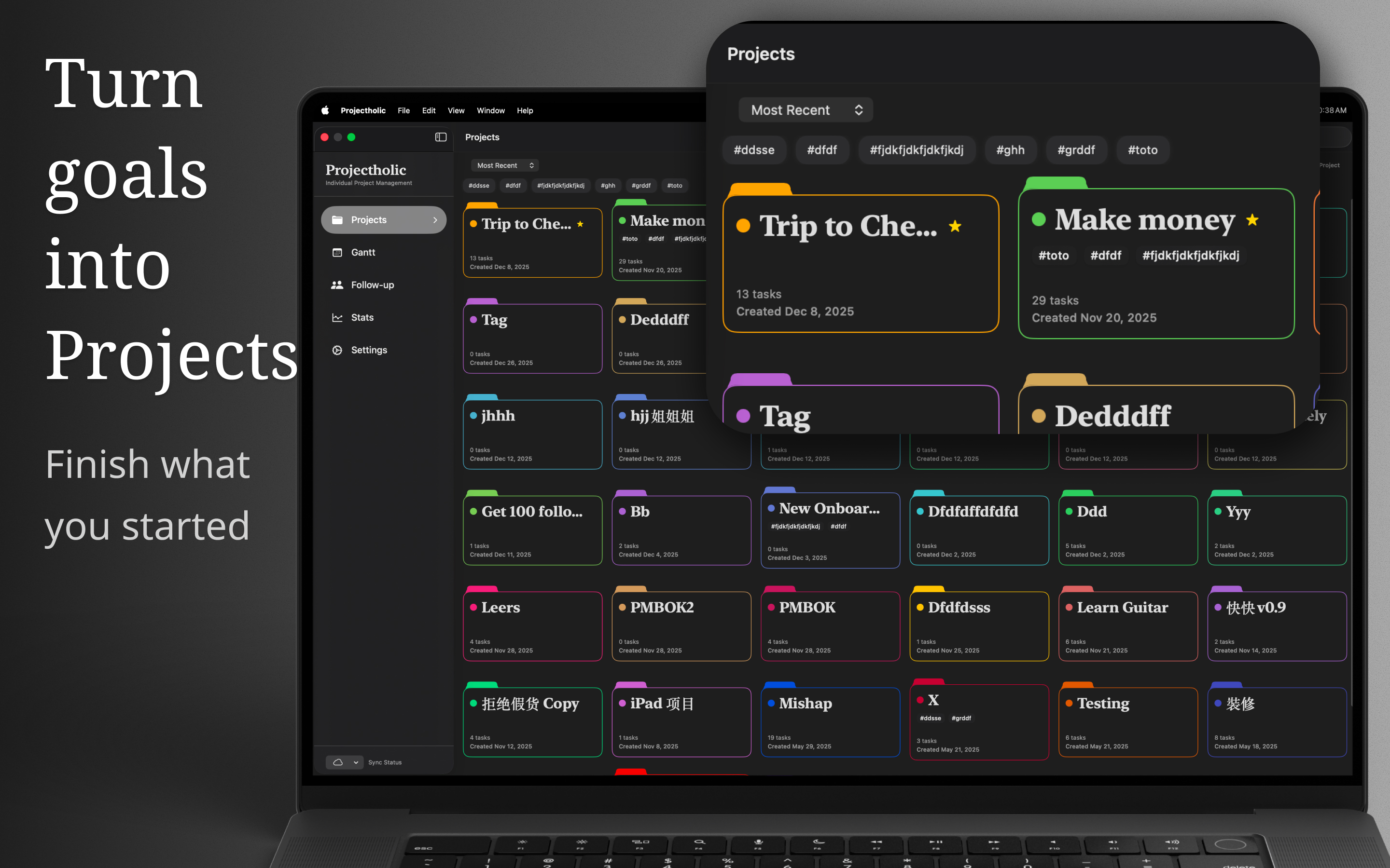 All projects at a glance on Mac